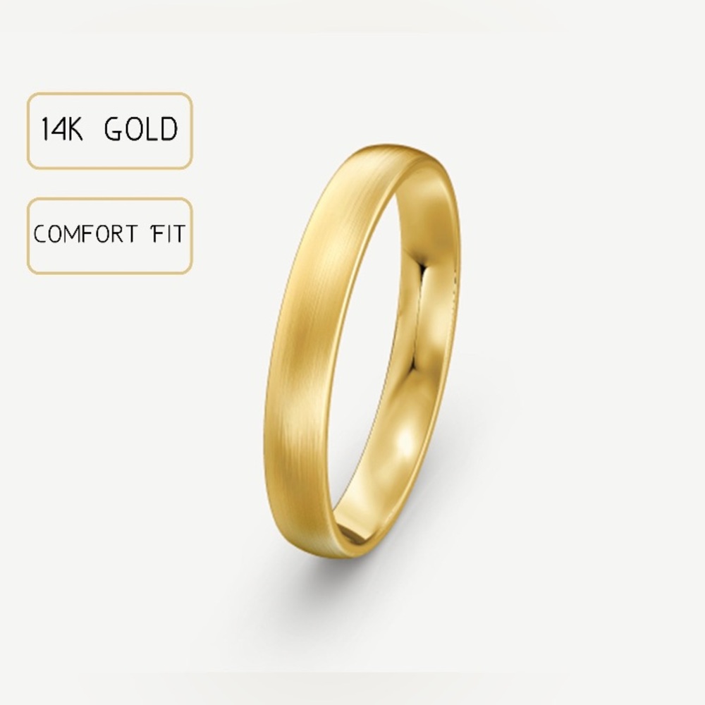 14k Matte 3mm wedding band / gold dome wedding band / 4.25 / 4 1/2